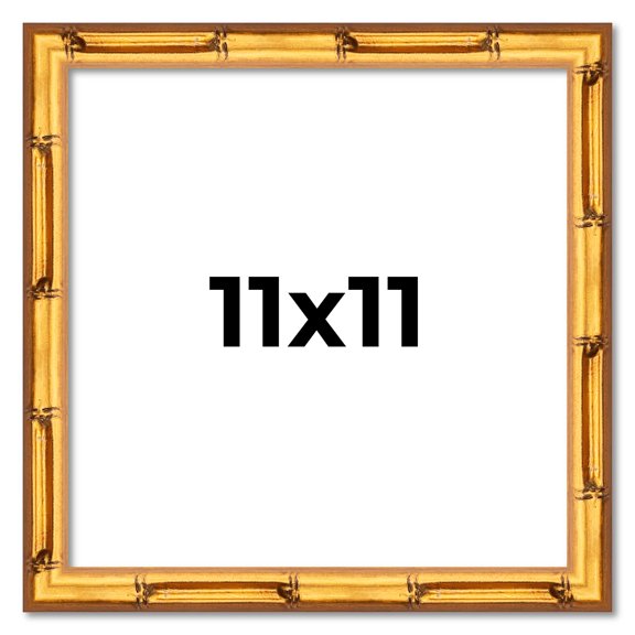 11x11 Frame Gold Bamboo Solid Wood Picture Frame | 1 Inch Moulding Width | Interior Frame Depth