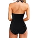 thumbnail image 4 of Gibobby Trajes de Baño para Mujer Nuevo Traje de baño con estampado multicolor empalme sin espalda colgante correa para el cuello traje de baño para muje(Negro,XL), 4 of 4