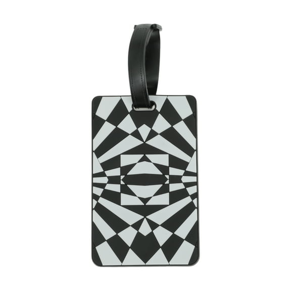 Unique Bargains 1 Pc Geometry Pattern Luggage Tag for Travelling Black White