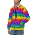thumbnail image 3 of Wukai Bright Rainbow Print Men's Zip-Up Hoodie,Fleece Full-Zip Hoodie for Men, Hooded Sweatshirt-Large, 3 of 5
