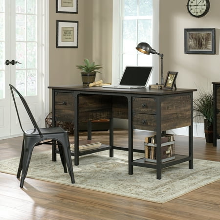 UPC: 0042666073899 | Sauder Steel River Small Computer Desk  Carbon Oak Finish