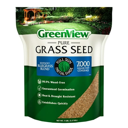 GreenView Pure Grass Seed Kentucky Bluegrass Blend, 7 lb. Bag – Covers up to 7,000 sq. ft.