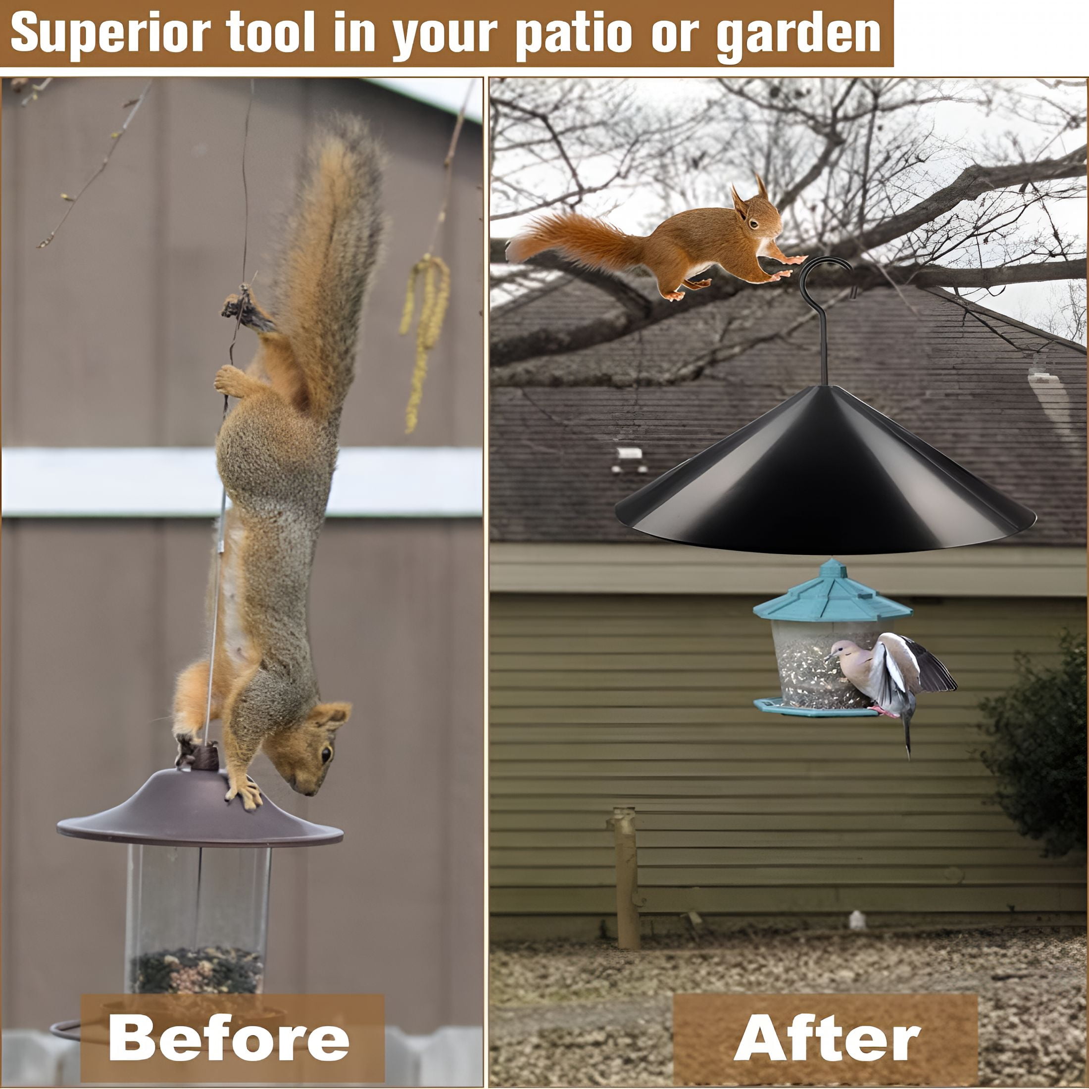 XIBUFE Squirrel Baffle for Bird Feeder Pole,Outside Hanging Mount Bird House Guard for Outdoor Shepherd’S Hook,19 Inch Diameter,1 Pack