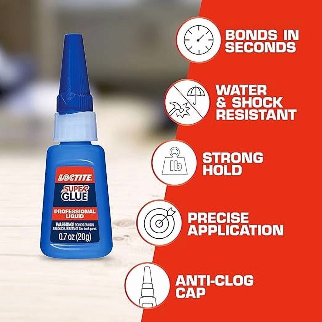 Loctite Super Glue Professional Liquid, Clear, 0.7 fl oz Bottle, 12 Pack - Superglue for Bonding Plastic, Wood, Metal, Crafts, & Repair, Instant Glue Adhesive, Quick Dry