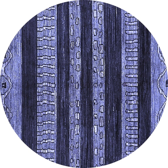 Ahgly Company Machine Washable Indoor Round Abstract Blue Modern Area Rugs, 3' Round