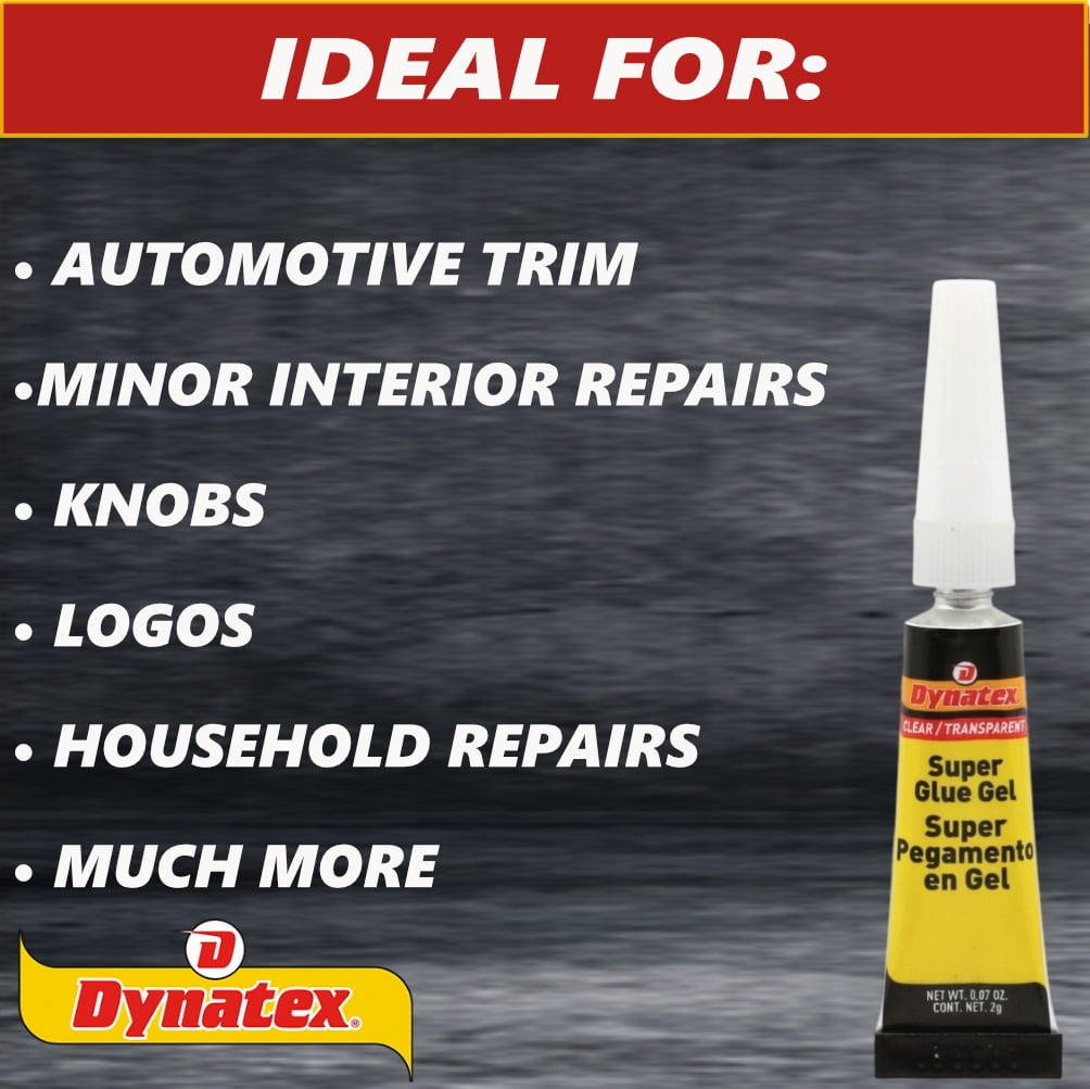 Dynatex 0.07 oz Super Glue Gel - No-Run Formula, Instant Bond, Bonds Metal Plastic Rubber Glass, Clear Permanent, Vertical Surfaces (24-Pack)