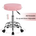 thumbnail image 2 of Alden Design Adjustable Leather Salon Stool with Wheels for Medical/Tattoo, Pink, 2 of 10