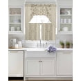 thumbnail image 3 of Japanese Swag Kitchen Curtains Sets for Windows 24 Inch Length, Beige Farmhouse Retro Floral Leaf Pattern Short Window Curtain Panels Swags Valances and Tiers 3 Piece Set for Cafe/Dining Room, 3 of 5
