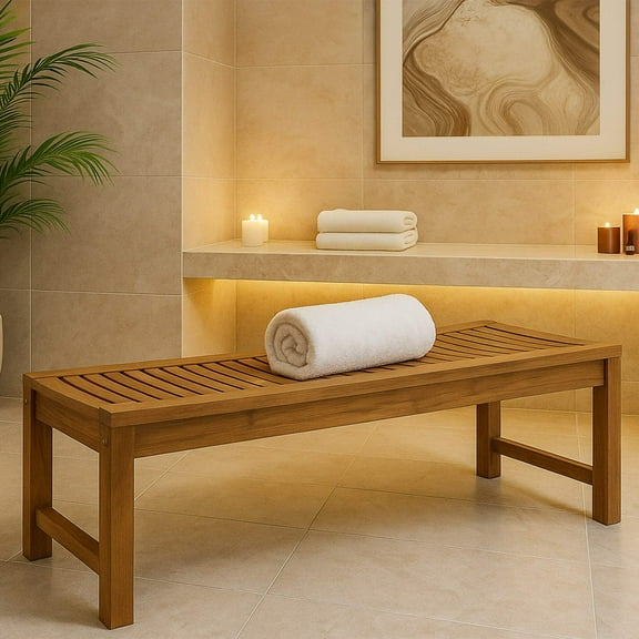 Naples Natural Teak Spa Seating Bench - 47"