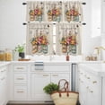 thumbnail image 3 of Hello Spring Kitchen Curtains Valances and Tiers 3pcs Love Grows Here Color Flowers Leaf Retro Linen Tier Curtains and Valance Rod Pocket Valance Curtains Set for Kitchen Bathroom 27.5"x36", 3 of 9