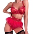 thumbnail image 1 of Gibobby Ropa interior mujer Conjunto de lencería sexy de encaje suave para mujer, ropa interior transparente con aros de encaje floral(Rojo, M), 1 of 5