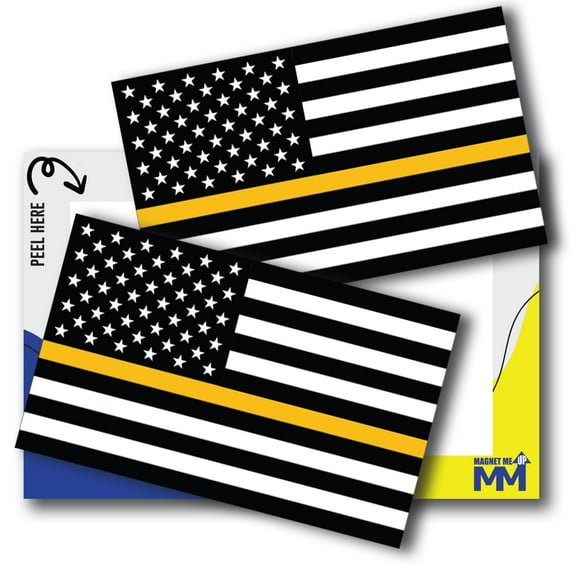 Magnet Me Up Gold Line American Flag Decal Sticker, 3x5", Blk/Gld/Wht - USA Made