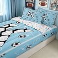 thumbnail image 3 of meiyoeat Soccer Letter K Zipper Twin Comforter Sets with Fitted Sheet and 2 Pillowcases for Boys Kids, Ball Field Zipper Bedding Set for , Blue, Colorful Stars Reversible, 4-Piece, 3 of 6