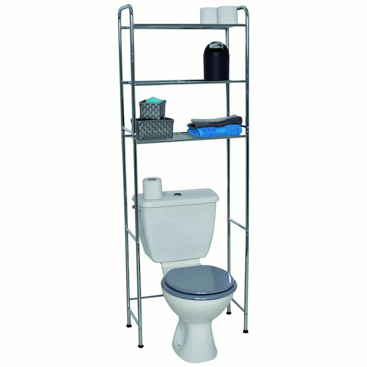 3Tier Space Saver Toilet Free Standing Metal Over the Toilet Storage Toilet Shelf, Washing