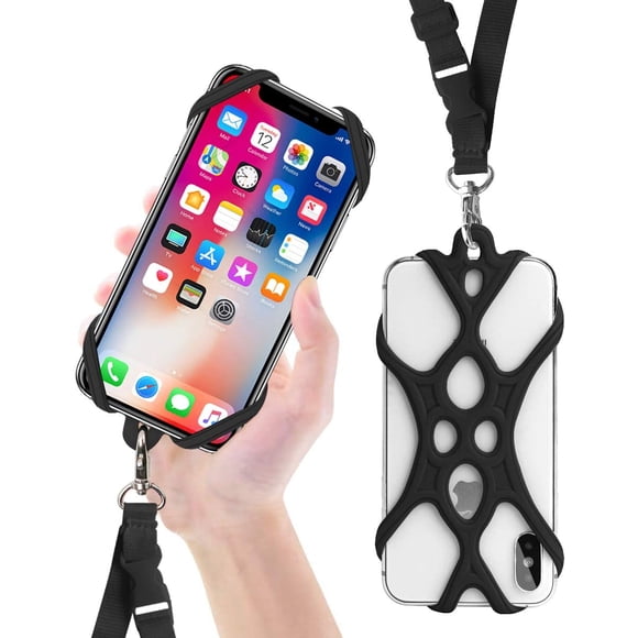 2 in 1 Phone Lanyard with Universal Detachable Wrist Strap Cover for 8.7 6S Smartphone iPhone 6S Plus, Google Pixel, LG HTC Huawei P10 4.7-6.5 inch (Black)