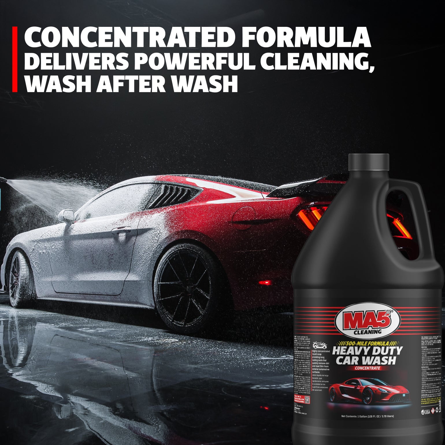 MA5x Car Wash Soap - Concentrated, pH Balanced - High Performance Foaming Car Wash Soap - Gallon - Pack of 1