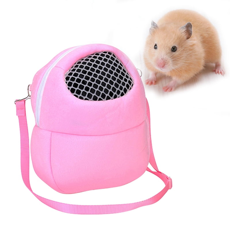 Small Animal Portable Breathable Outgoing Bag Small Guinea Pig Hedgehog Carriers with Detachable Strap Double Zipper Travel Pets Cat Hamster Carrier Bag 