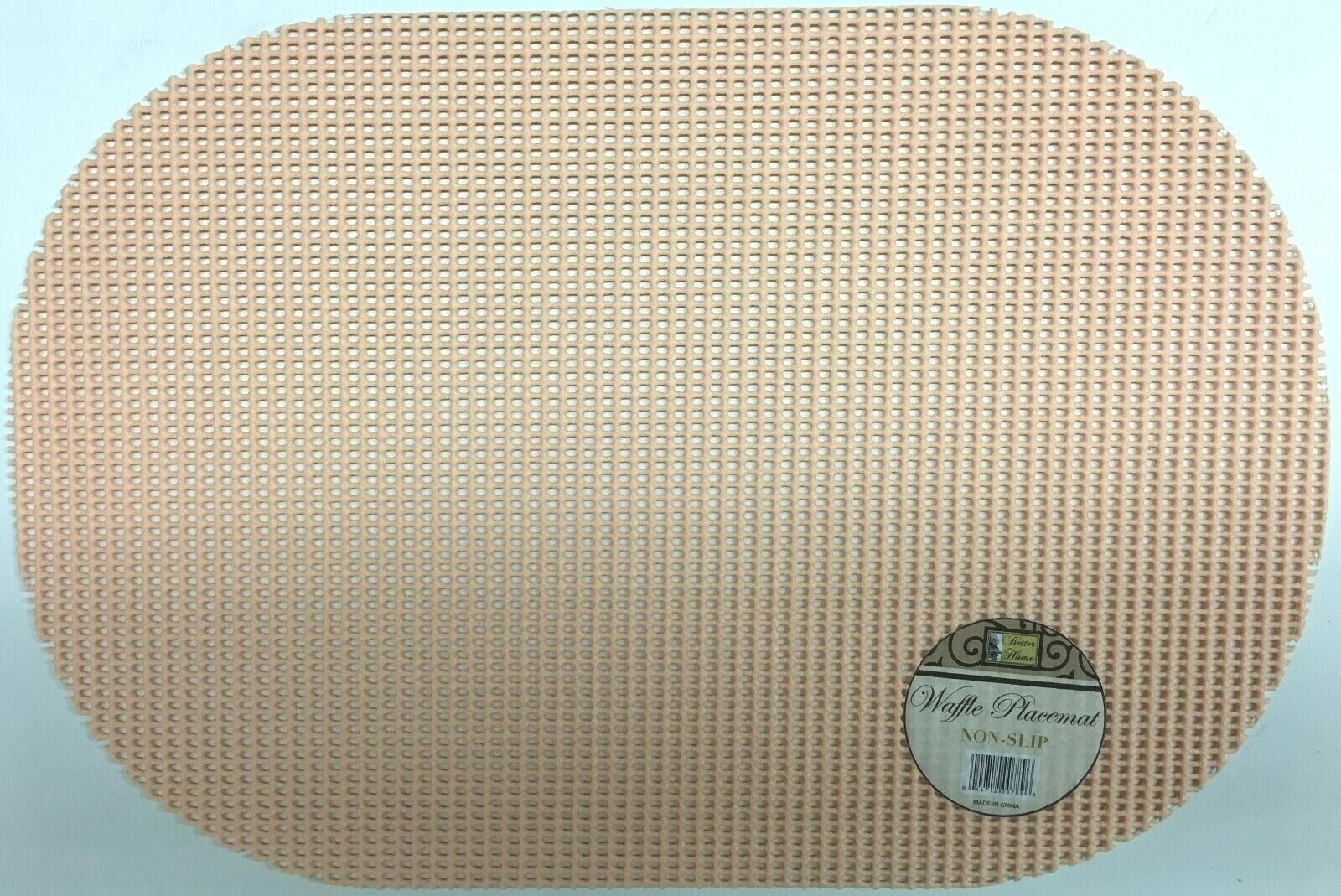 Set of 6 Waffle Weave Placemats Non Slip Oval Place Mats, Peach