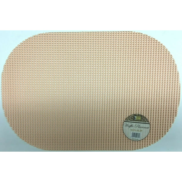 Set of 6 Waffle Weave Placemats Non Slip Oval Place Mats, Peach