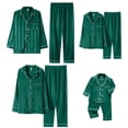 thumbnail image 2 of Harpily Family Christmas Pajama Sets Satin Polyester Long Sleeve Button Down Shirts Chest Pocket Sleepwear for Holiday Outfits, 2 of 5