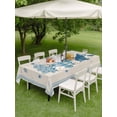 thumbnail image 3 of Outdoor Tablecloth with Umbrella Hole and Zipper, Blue Christmas Trees Rectangle Table Cloth 60x102 Inch Waterproof Tablecloth, Navy Winter Snowflakes Retro Beige Picnic Table Cover for Patio Camping, 3 of 7
