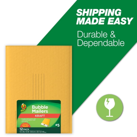 Duck Kraft Bubble Mailers #5, 10.5" x 15"