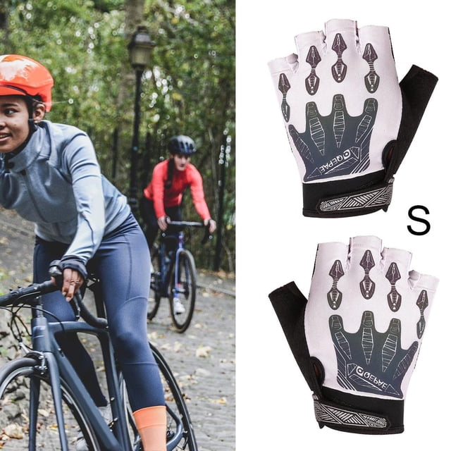 Par de guantes de ciclismo Unisex bicicleta medio bicicleta acolchado Blanco S Sharpla Guantes de ciclismo