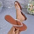 thumbnail image 1 of Fankiway Women's Rhinestone Flip Flops Flat Non-Slip Comfortable Beach Sandals Sparkly Summer Pink 9.5, 1 of 9