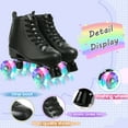 COMEONROA Kids Teen Roller Skates, Light up Wheels Black Double Row