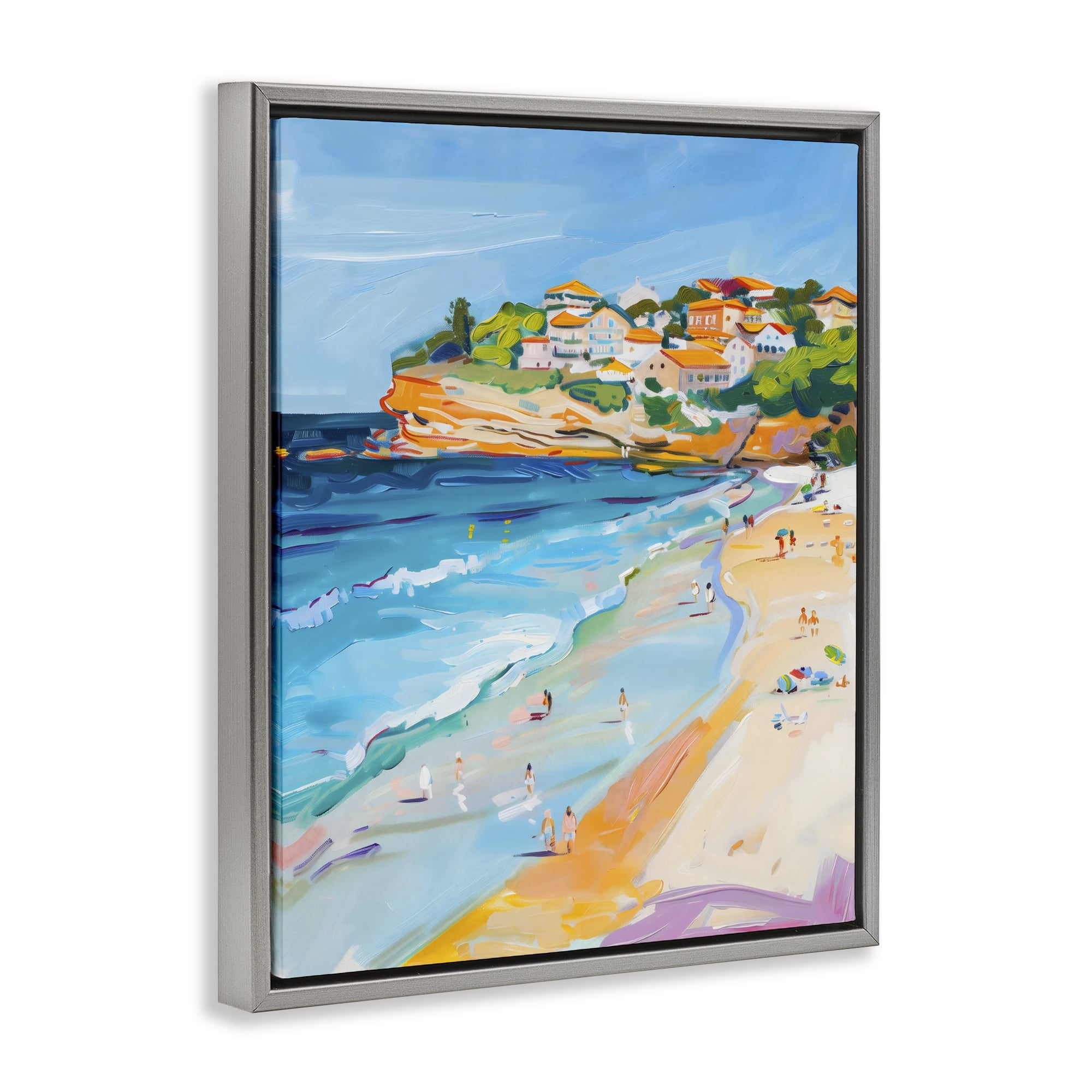 Stupell Industries Bondi Beach Cove Gray Framed Floater Canvas Wall Art, design by The Prints Vibe