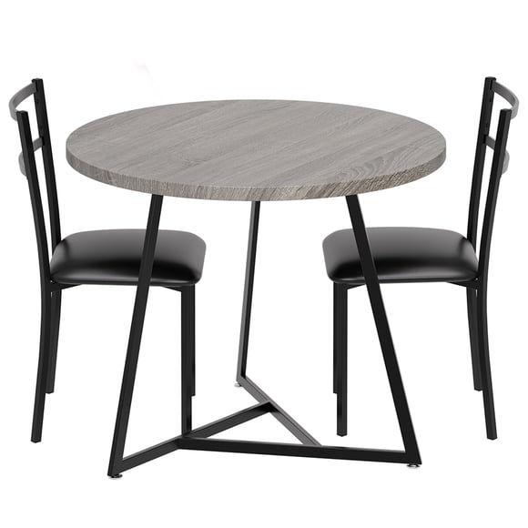 3 Piece Dining Room Table Set,Kitchen Table and Chairs for 2,Modern Round Kitchen Table Set,for Small Space, Apartment, Studio