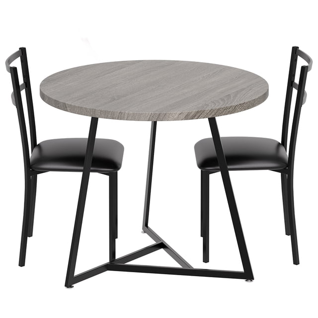 3 Piece Dining Room Table Set,Kitchen Table and Chairs for 2,Modern Round Kitchen Table Set,for Small Space, Apartment, Studio