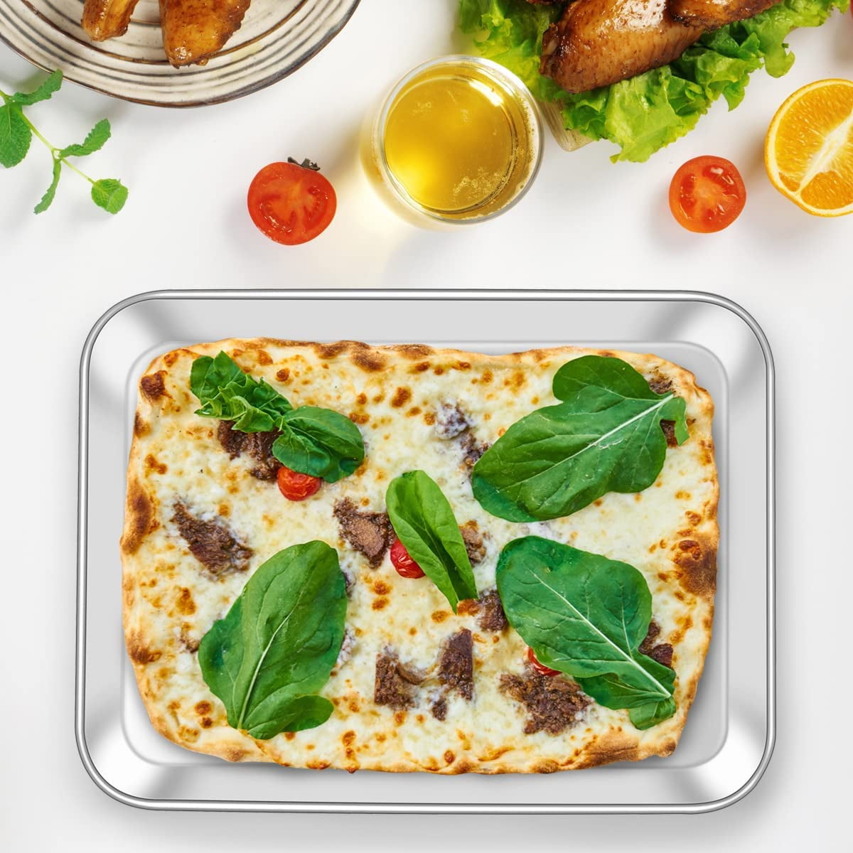 Baking Sheet, 15.75*11.81*0.99, Cookie Sheet Half Sheet Baking Pans Stainless Steel, Non Toxic & Healthy, Heavy Duty & Thick Gauge, Mirror Finish & Dishwasher Safe - 2 Piece