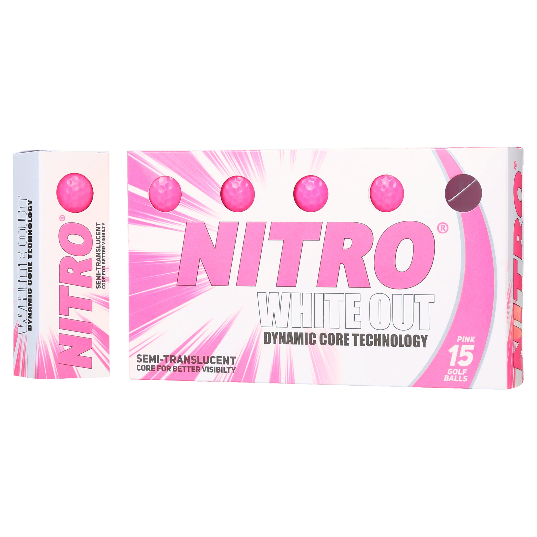 (2 pack) Nitro Golf White Out Golf Balls, Pink, 1.8 lb, 15 Pieces