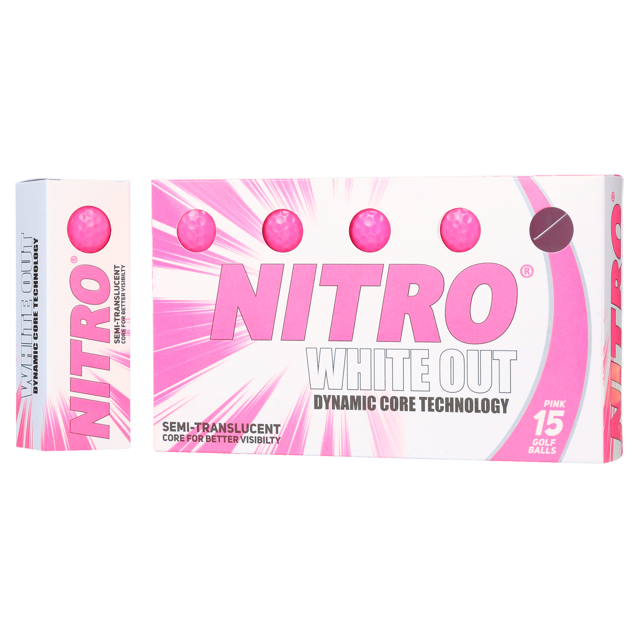 Nitro Golf White Out Golf Balls, 15-Pack, Pink