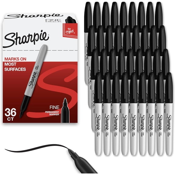 S.harpie Permanent Marker Pen, Fine Tip Markers, Black, 36 Count