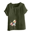 thumbnail image 4 of HOMBOM Tops for Women Crewneck Tunic Tops Floral Boho Cotton Linen Short Sleeve Comfy Womens T Shirts Trendy, 4 of 5