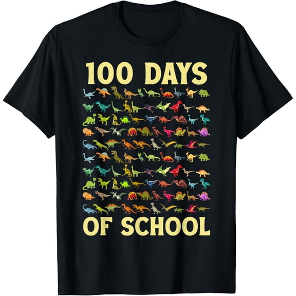 100 Days of School 100th Day Dinosaur T-rex Men Adult T-shirt