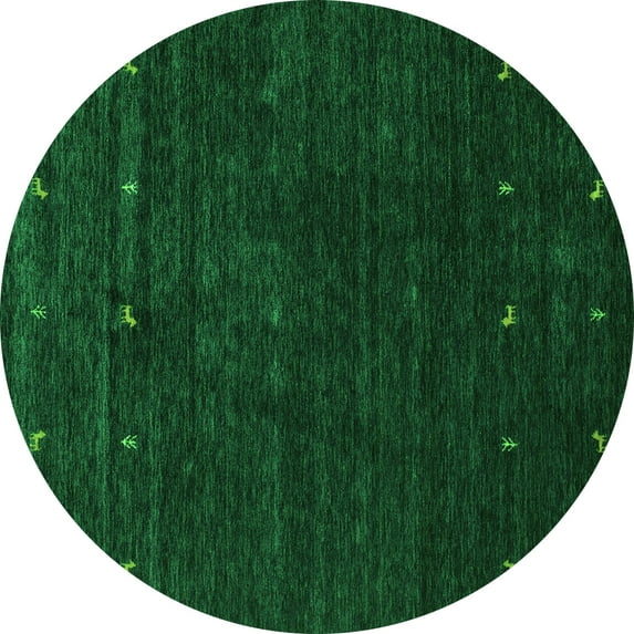 Ahgly Company Indoor Round Abstract Green Contemporary Area Rugs, 7' Round