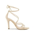 thumbnail image 3 of BLISSFUL STEP Women's Strappy Heel Lace Up Stiletto Heels Sandals Beige 10, 3 of 7
