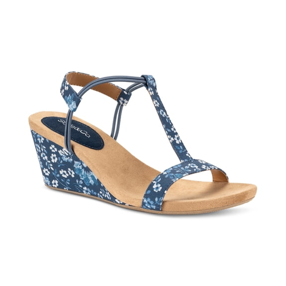Style Co Mulan Wedge Sandals Navy Floral 5.5M
