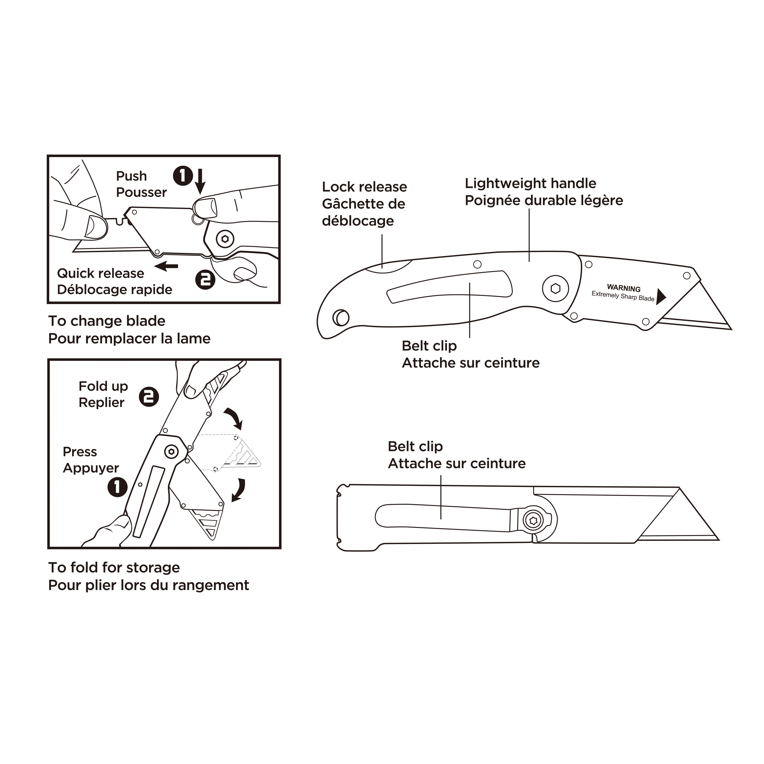 Swiss Tech 4 pièces Multi outils et couteaux verrouillables avec pochette, outils pliants EDC