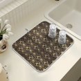 thumbnail image 4 of Yayeee Dish Drying Mat for Kitchen Counter 16" x 18" Microfiber Super Absorbent Coffee Decorative Pad, Black Floral Pattern, 4 of 9
