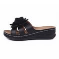thumbnail image 6 of HAOTAGS Women Sandals,Slide Entry Round Peep Toe Heel 3cm Wedge Thong Slippers Black 7, 6 of 9