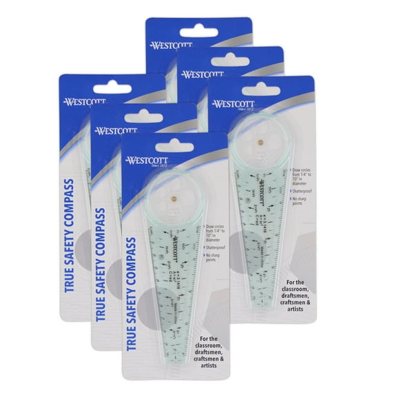 Westcott True Safety Compass, Pack of 6