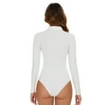 thumbnail image 2 of COMFREE Women's Sexy V-neck Bodysuit Long Sleeve Jumpsuit Basic Tops Solid Soft Jumpsuits, 2 of 5