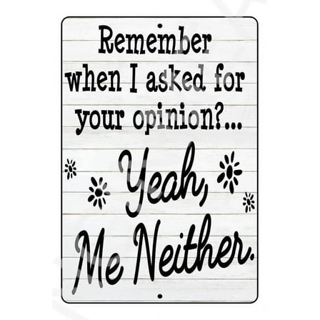 Remember When I Asked For Funny Metal Sign Weatherproof SIZE: 8" x 12"