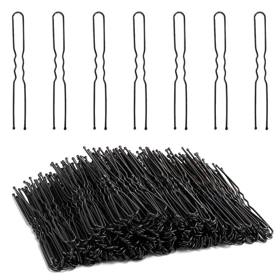 300 Hair Bun Bobby Pins U Shaped Pin with Box Hair Grips to Clip Ballet Hair Net for Women 7 CM/2.8 Inch Black