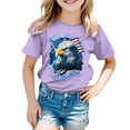 thumbnail image 4 of Quealent Kids American Flag Shirt Boys Girls Toddler 4th of July Tshirts Patriotic Tee Tops Independence Day Short Sleeve (Purple, 2-3 Years), 4 of 5