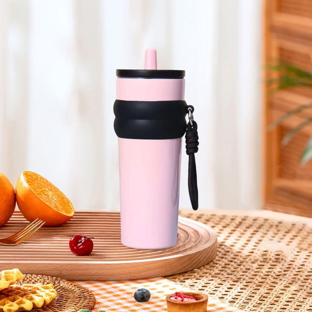 Botella de agua deportiva con aislamiento de 710 ml, fácil de usar, portátil, de acero inoxidable, para exteriores, coche, gimnasio, oficina, viajes. rosa